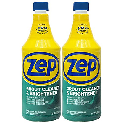 Zep Grout Cleaner and Brightener - 32 onzas (caja de 2) - ZU104632 - Fórmula de limpieza profunda que elimina las manchas viejas de la lechada