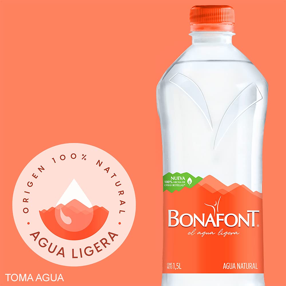 Bonafont, Agua Natural, 1.5 litros, 12 Pack