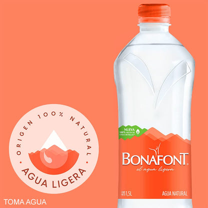 Bonafont, Agua Natural, 1.5 litros, 12 Pack