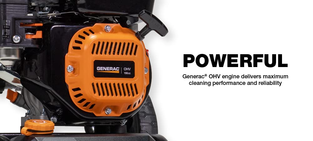 Generac 8899 3100 PSI 2.4 GPM - Lavadora a presión residencial de Gas - Pistola de pulverización ergonómica PowerDial con Consejos de Cambio rápido - Limpia sin Esfuerzo Coches, Cubiertas, calzadas y