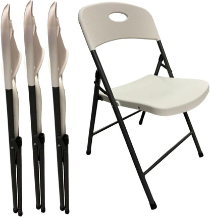 RIVARRO Pack 4 Sillas Plegables Estándar De Plástico Blanca, Ligeras, Interiores, Exteriores, Fiestas
