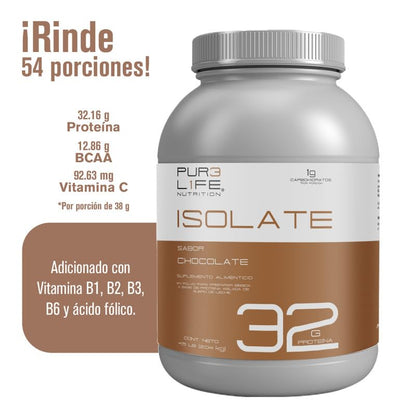 PURE LIFE Proteína Isolate 100% Aislada de Suero de Leche 0g de Carb Sin Azúcar Añadida En Polvo Pre Post e Intra Entrenamiento 2.04 kg (54 porciones, 32 g de proteína por porción)