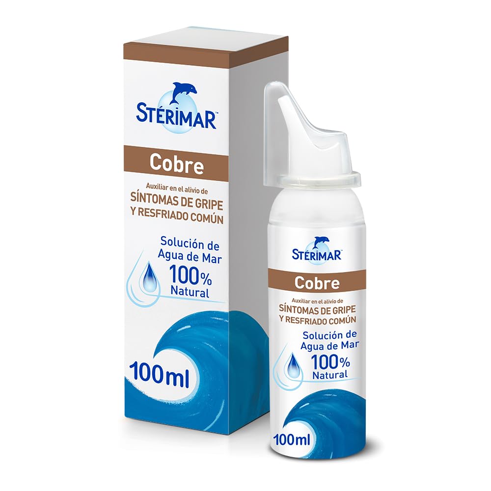Stérimar Cobre, Lubricante Nasal 100% Natural con Solución de Agua de Mar y Cobre, Auxiliar en Infecciones Respiratorias para Toda la Familia,100 ml