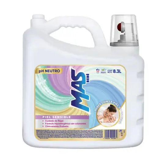 MAS COLOR - Bebé, Detergente Líquido MAS Bebé 8.3 Litros, Hipoalergenico (Presentación puede variar)