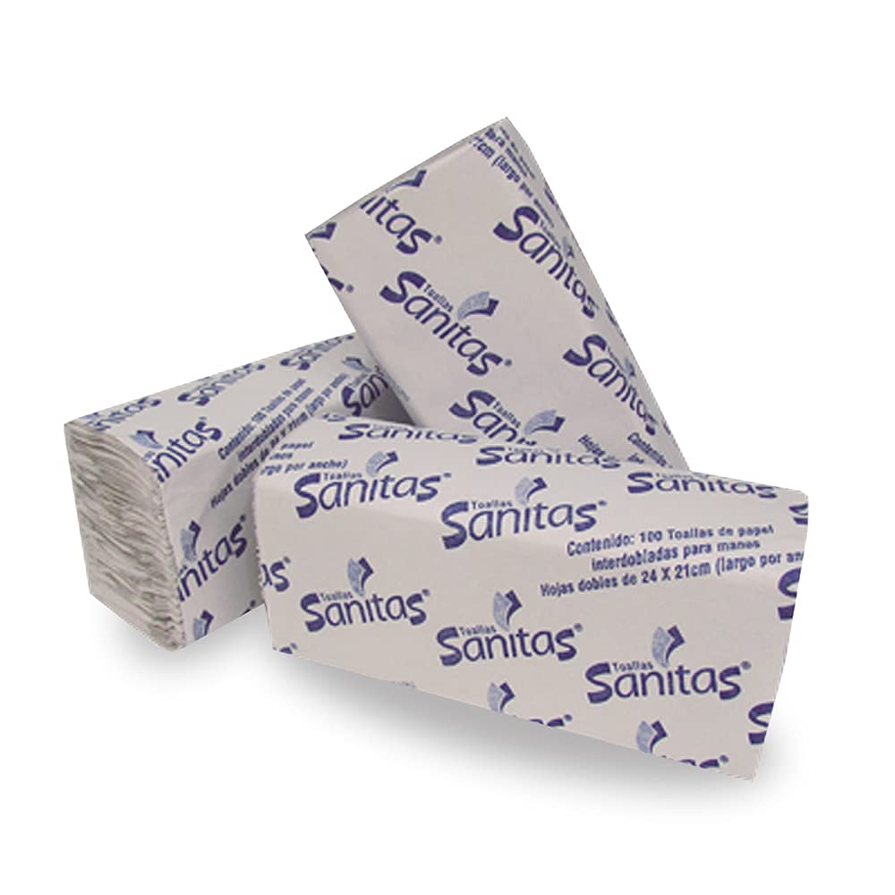 Kimberly Clark Professional - Toalla Interdoblada para Manos Sanitas, Caja con 20 Fajillas de 100 Toallas, con Grabado, Kimberly Clark Professional.