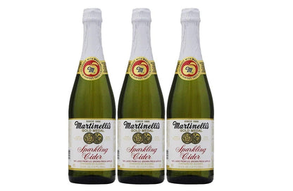 Martinelli's - Jugo de sidra de manzana espumante, botella de vidrio de 751.2 ml (paquete de 3, total de 2.3 l)