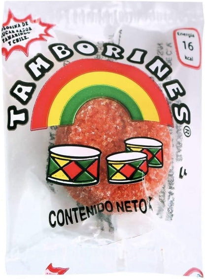 Tamborines - DULCES TAMBORINES DE AZÚCAR PRISMA VITROLERO CON 200 PIEZAS GOLOSINA BOTANA SNACK FIESTA NEGOCIO