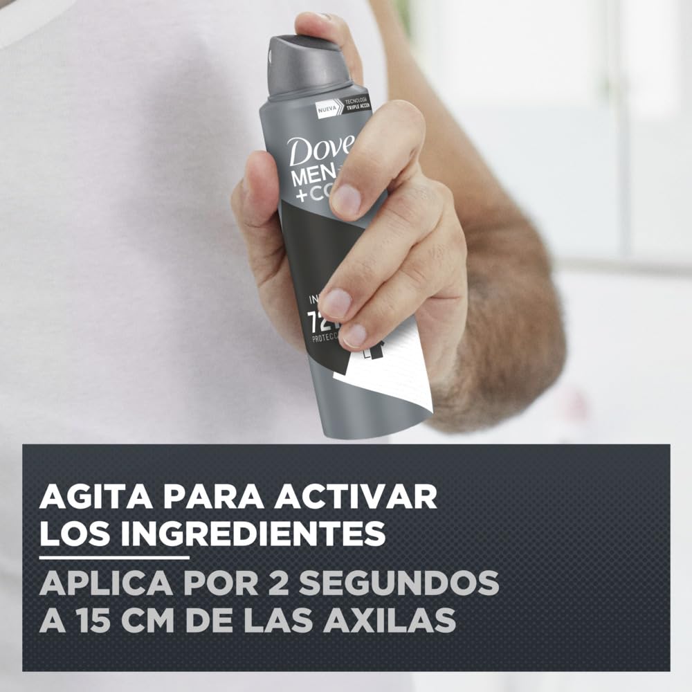 DOVE MEN Antitranspirante en Aerosol 3 pack Invisible Dry, con tecnología hidratante y 72 h de protección contra el sudor, el mal olor y la irritación 150 ml c/u