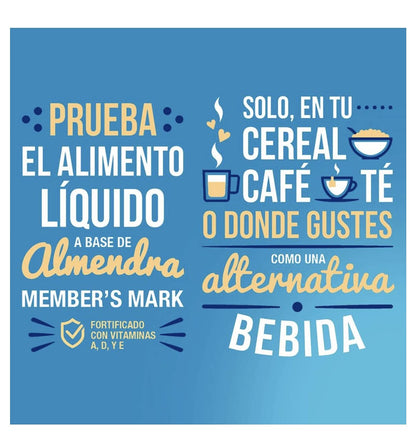 Member's Mark - LECHE DE ALMENDRAS MEMBERS MARK BEBIDA ALMOND MILK CAJA CON 6 PZAS DE 946ml SALUDABLE REFRESCANTE