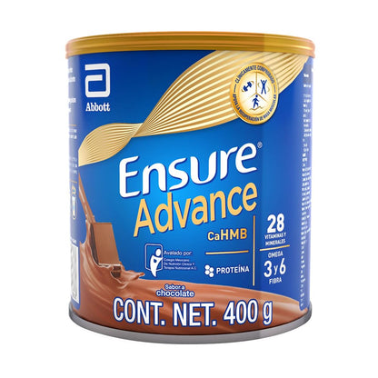 Ensure Advance - en Polvo 400g, Sabor Chocolate, Fuente de Proteínas y Nutrición Completa para Adultos, Clínicamente Probado
