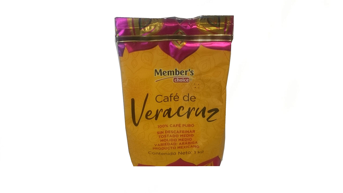 Member's Choice - Café de VERACRUZ tostado y molido medio Member´s Choice 100% café puro mexicano variedad Arábiga contenido neto1kg