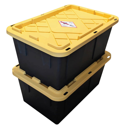 SELECTICA Kit 2 Cajas de Almacenamiento de Plastico con Tapa varios colores GRANDES 102L organizador para Hogar, Oficina, Closet, Guardar Ropa, Juguete o Herramienta, Resistente y apilables (AMARILLO)