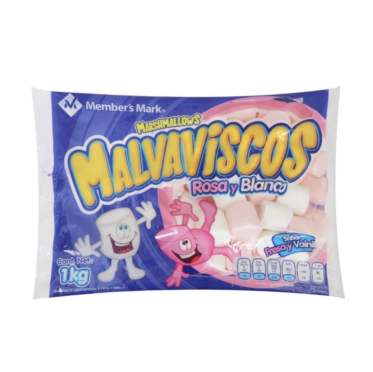 Member's Mark - DULCES MALVAVISCOS BOMBONES MEMBER'S MARK FRESA Y VAINILLA BOLSA GRANDE DE 1 KILOGRAMO SNACK NEGOCIO FIESTAS CARAMELO PIÑATA FOGATA