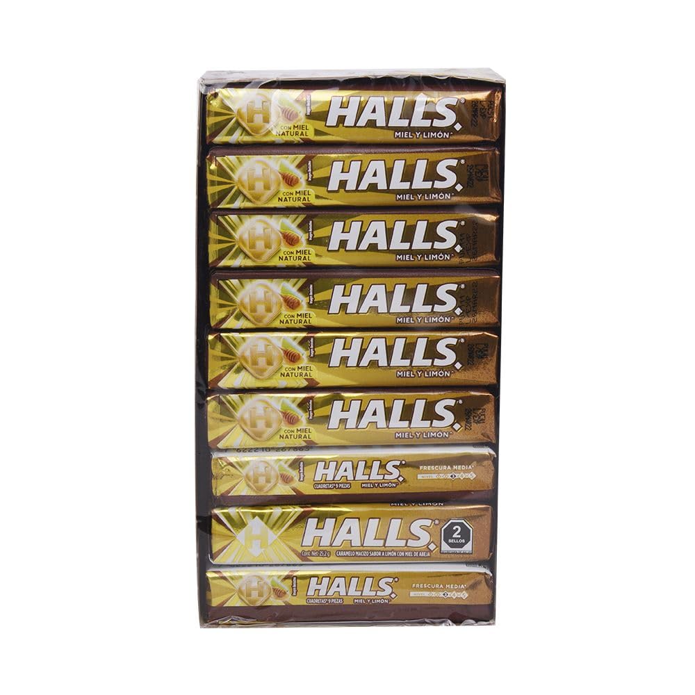 HALLS - Halls limon miel. 18 paquetes de 25.2 gramos
