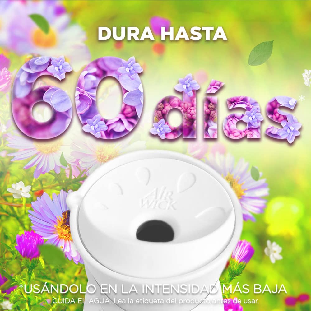 Air Wick® Aromatizante de Ambiente Eléctrico Aparato + 5 Repuestos Lavanda Manzanilla y 4 Lirios de Luna y Seda 25 ml c/u