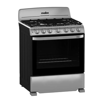 Estufa de Piso Mabe 30'', acero inoxidable, 6 quemadores, horno de 146 Lts., gris, modelo EM7654BFIS3 Acero