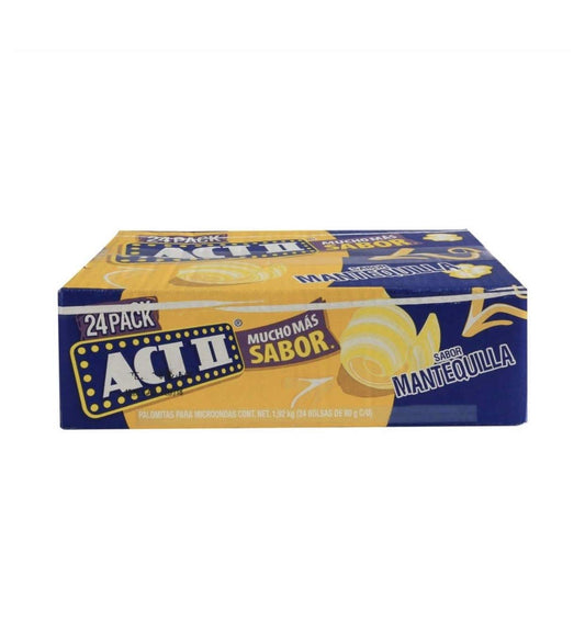 Act II - PALOMITAS DE MAIZ PARA MICROONDAS ACT II SABOR MANTEQUILLA CAJA DE 1.92 KILOGRAMOS CON 24 SOBRES DE 80 GRAMOS BOTANA CINE SNACK FIESTA POSTRE NEGOCIO CASA COCINA