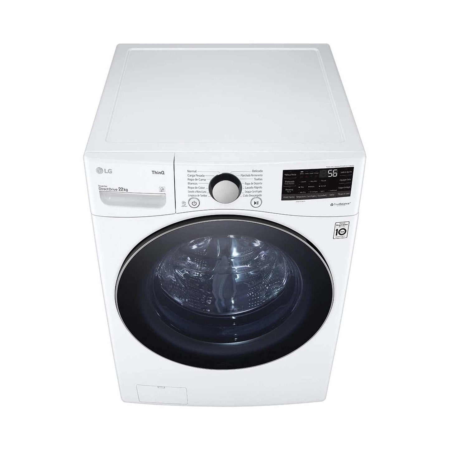 Lavadora LG Carga Frontal WM22WV26SR Inteligente Inverter AI DD (Inteligencia Artificial) con Conectividad LG ThinQ 22 Kg - Blanco