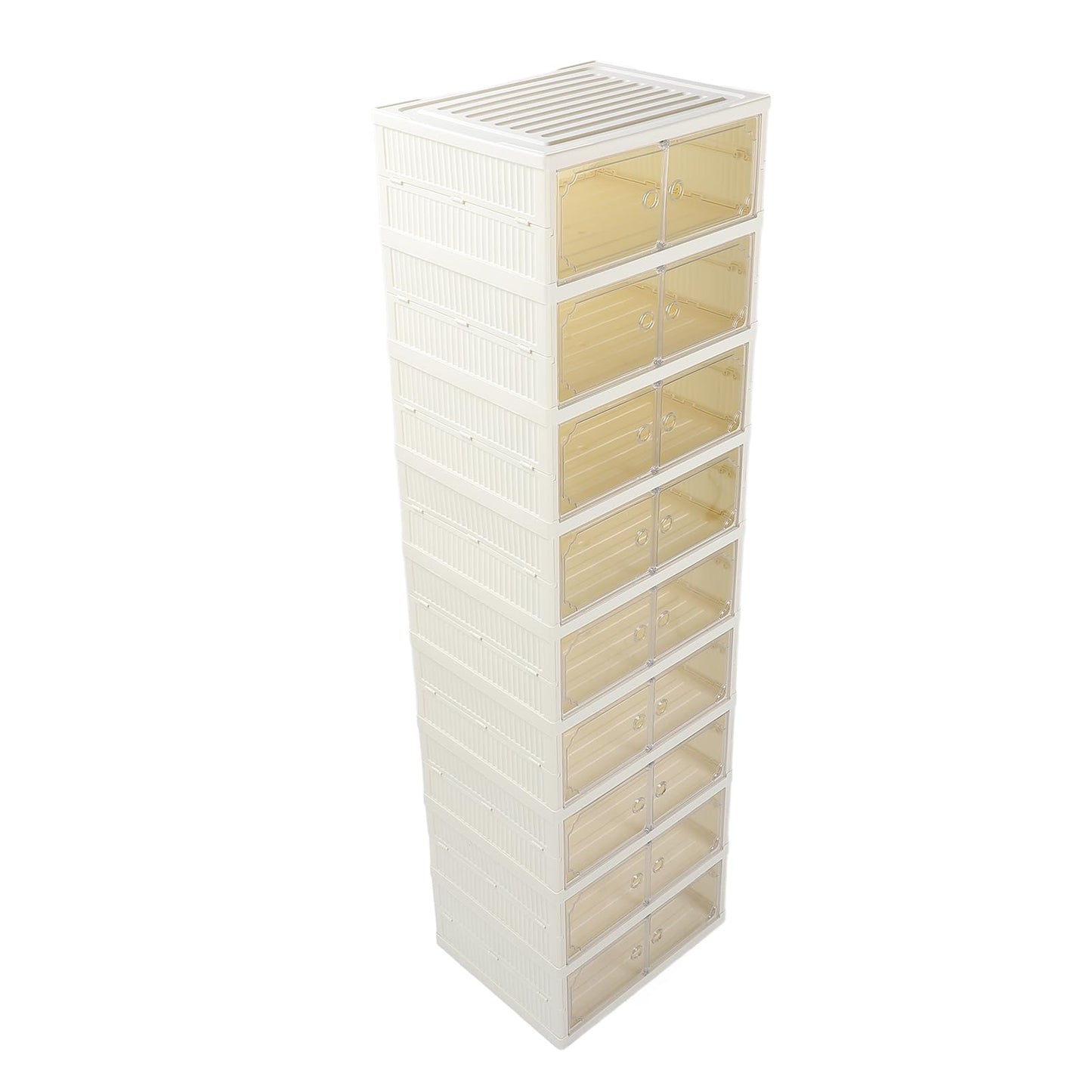 JTLB - Caja de zapatos plegable de doble fila, a prueba de polvo, con tapa magnética transparente para ropa, juguetes