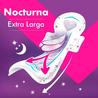 Saba Buenas Noches Con Alas; Toallas Femeninas Nocturnas Xl, Flujo Súper Abundante; 48 Toallas