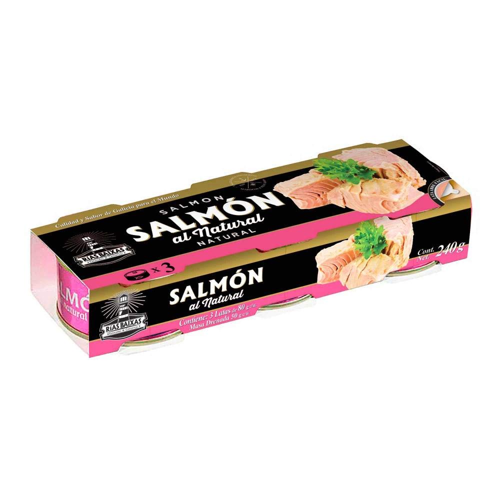 Salmón al Natural Rías Baixas 3 Latas de 80 g c/u
