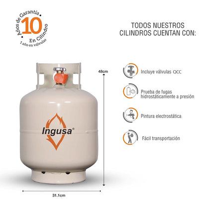 Ingusa - CILINDRO PARA GAS LP 20LBS PORTATIL VÁLVULA QCC AMERICANA