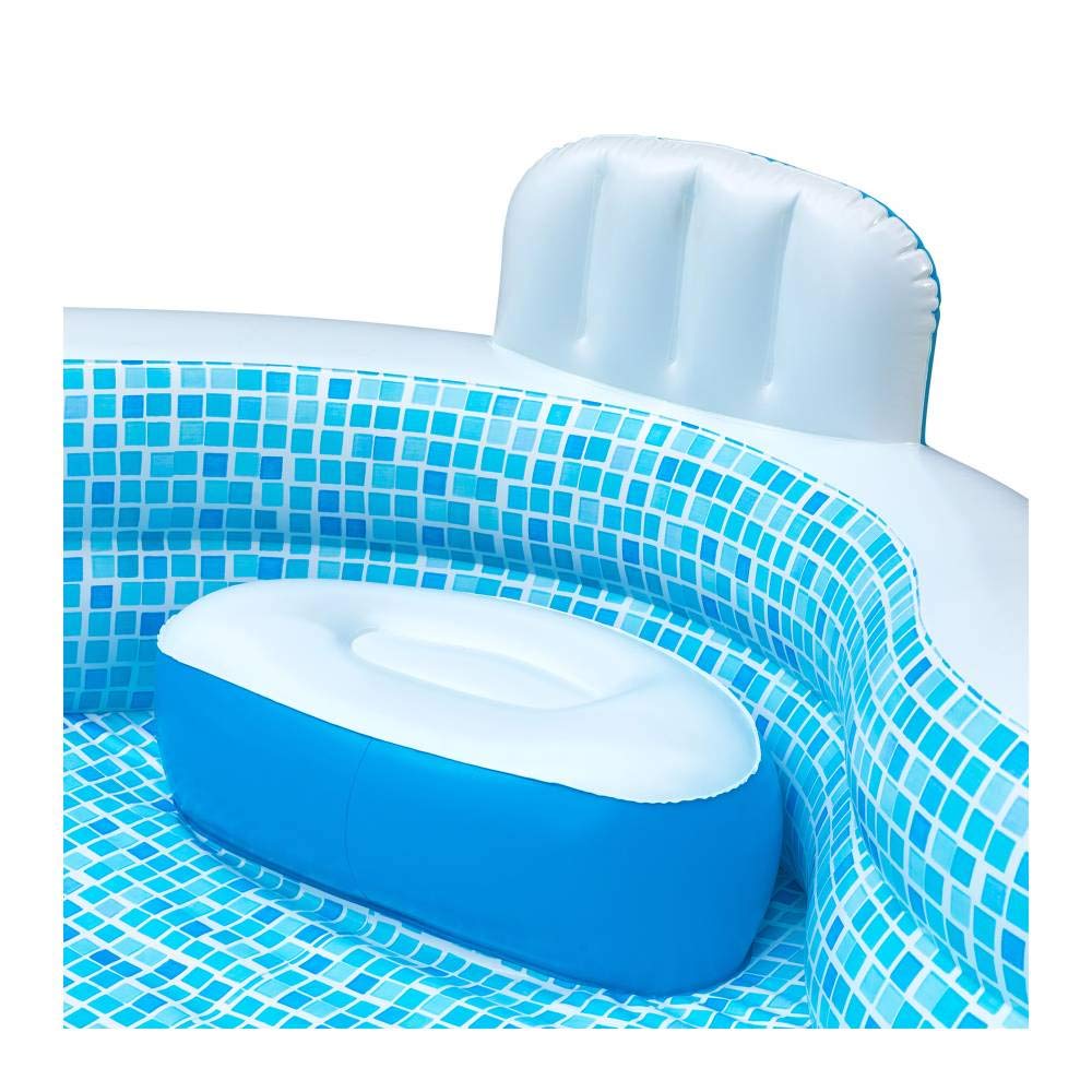 Alberca elegante familiar summer waves(2 acientos y respaldos acolchonados,medidas tamaño aprox inflado 120 l x 110 w x 26 H -MEDIDAS EN METROS (3.05mx 2.79m x 66cm)