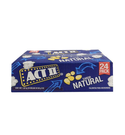 Act II - PALOMITAS DE MAIZ PARA MICROONDAS ACT II NATURAL CAJA DE 1.92 KILOGRAMOS CON 24 SOBRES DE 80 GRAMOS BOTANA CINE SNACK FIESTA POSTRE NEGOCIO CASA COCINA