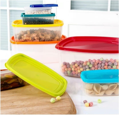 RIVARRO Contenedores para Alimentos, Juego de 14 Recipientes con Tapa, Organización y Almacenamiento de Cocina, Toppers para lunch