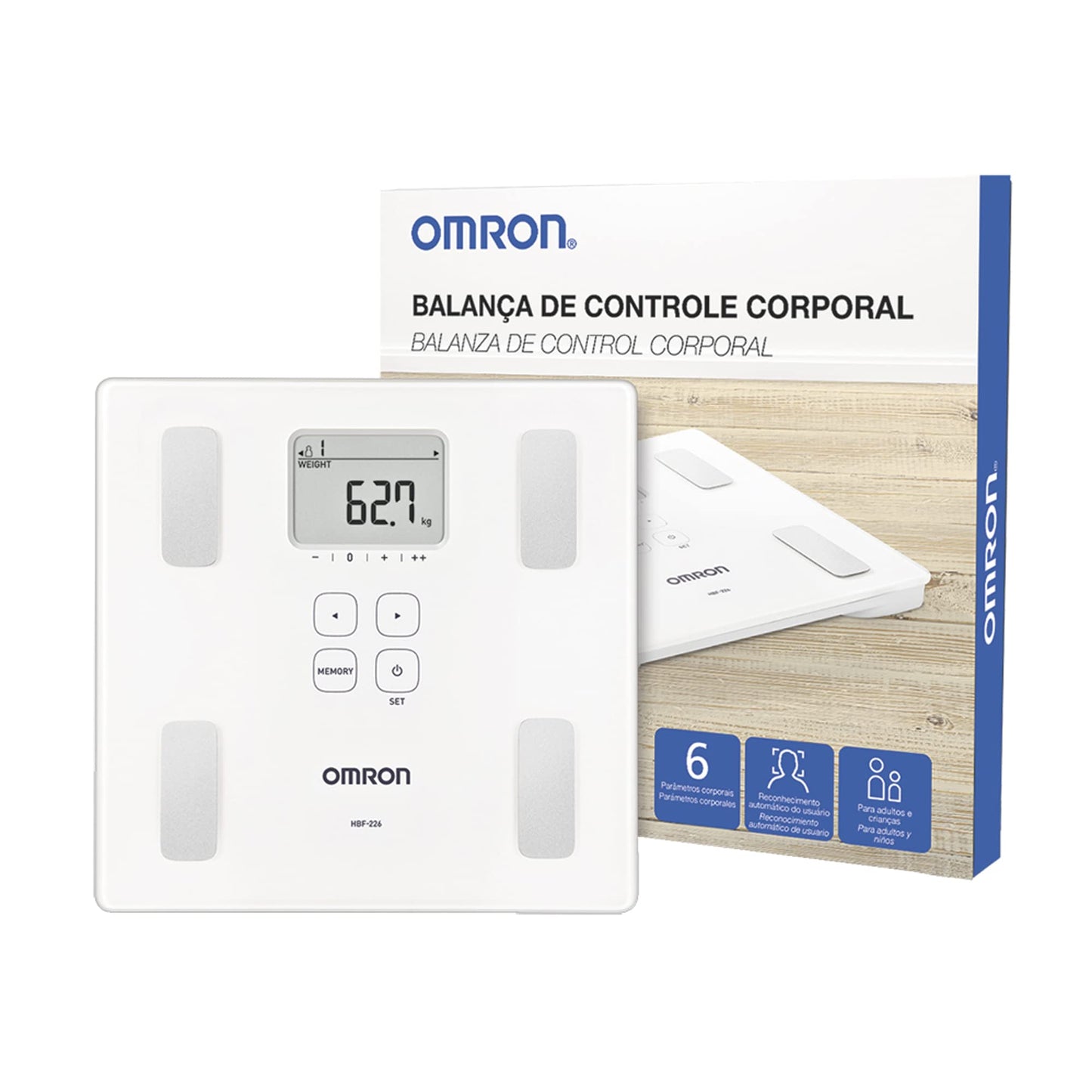 Omron - Omron Balanza Corporal para Niños y Adultos con 6 indicadores