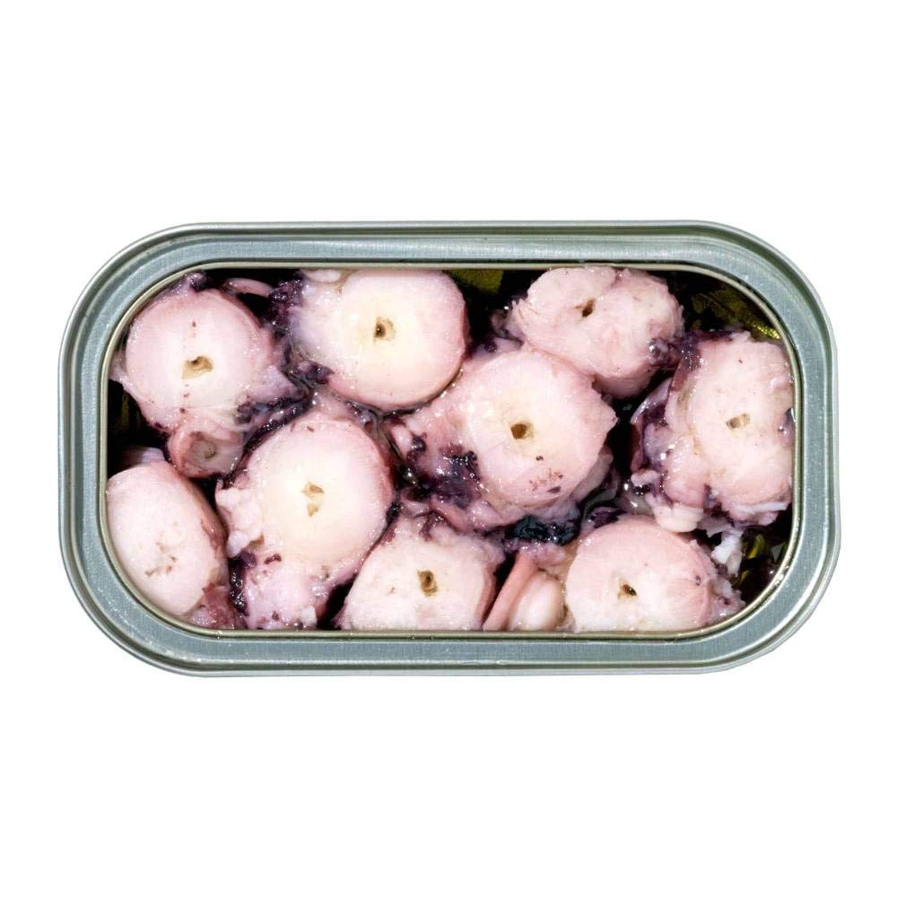 Pulpo al Ajillo Rías Baixas en Trozos 3 Latas de 115 g c/u + 1 Cubrebocas lavable High Performance 3 Capas