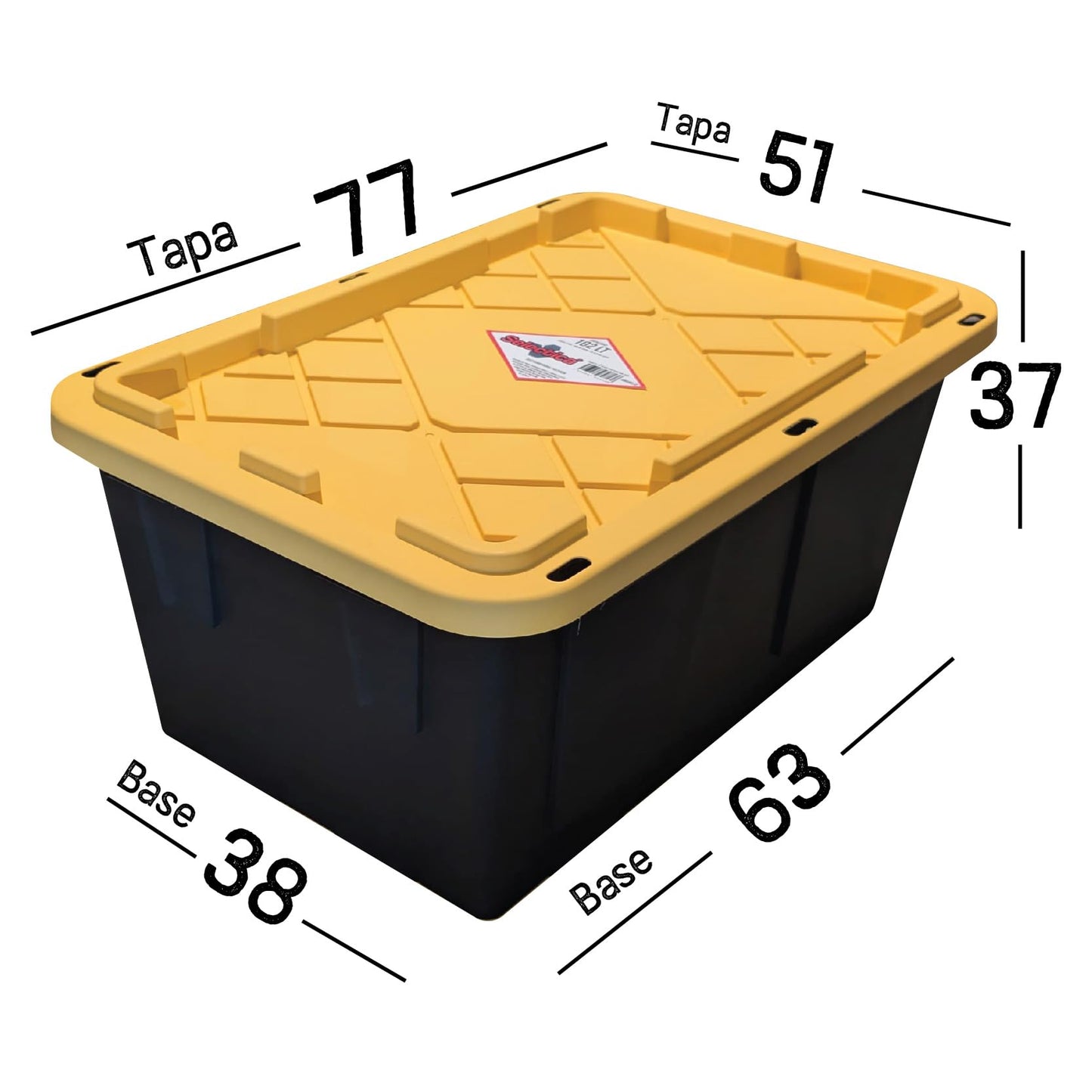 SELECTICA Kit 2 Cajas de Almacenamiento de Plastico con Tapa varios colores GRANDES 102L organizador para Hogar, Oficina, Closet, Guardar Ropa, Juguete o Herramienta, Resistente y apilables (AMARILLO)