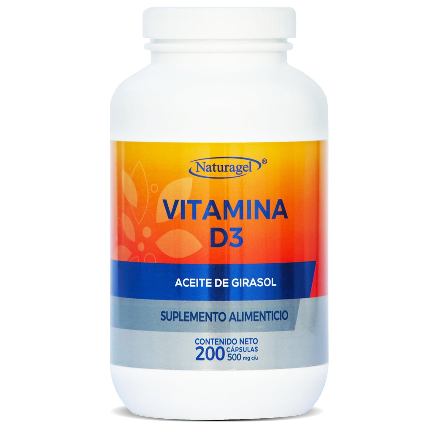 Naturagel Vitamina D3 - Suplemento Alimenticio para la Salud General - 200 Softgels de 500 mg