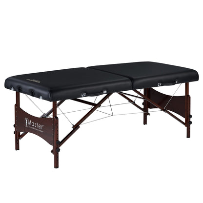 Master Massage Roma II - Paquete de Cama de Masaje portátil con cojín de 2.5 Pulgadas, Soporte de Medio Redondo, Cubierta Facial desechable, Color Negro, Cama Facial de 30 Pulgadas para salón de