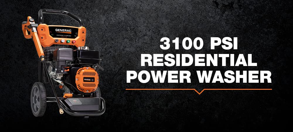 Generac 8899 3100 PSI 2.4 GPM - Lavadora a presión residencial de Gas - Pistola de pulverización ergonómica PowerDial con Consejos de Cambio rápido - Limpia sin Esfuerzo Coches, Cubiertas, calzadas y
