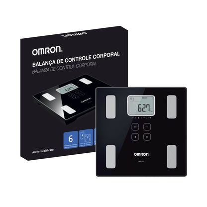 OMRON Báscula digital de composición corporal HBF-222T con 4 perfiles de usuario + invitado y memoria ilimitada