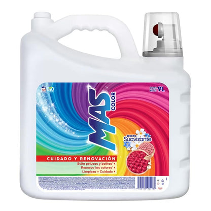 MAS - Color Detergente Líquido, 9L; Renueva el Color de la Ropa (120 Cargas) Especial para Mantener y Dar Vida a los Colores Intensos de las Prendas
