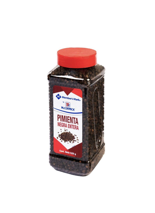 Member's Mark - PIMIENTA NEGRA ENTERA MEMBER'S MARK PRESENTACIÓN DE 520 GRAMOS CONDIMENTO ESPECIAS RESTAURANTE NEGOCIO CASA