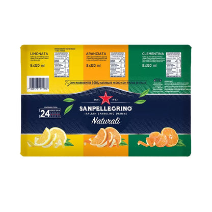 San Pellegrino Mix Pack Aranciata, Limonata y Pompelmo, Sabor Varios, 330 ml, 24 Piezas