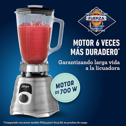 Oster - Licuadora clásica cromada 3 velocidades vaso de vidrio BLST4655Z013