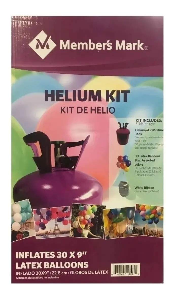 Member's Mark - Member's Mark Tanque de Helio con 30 Globos de Latex