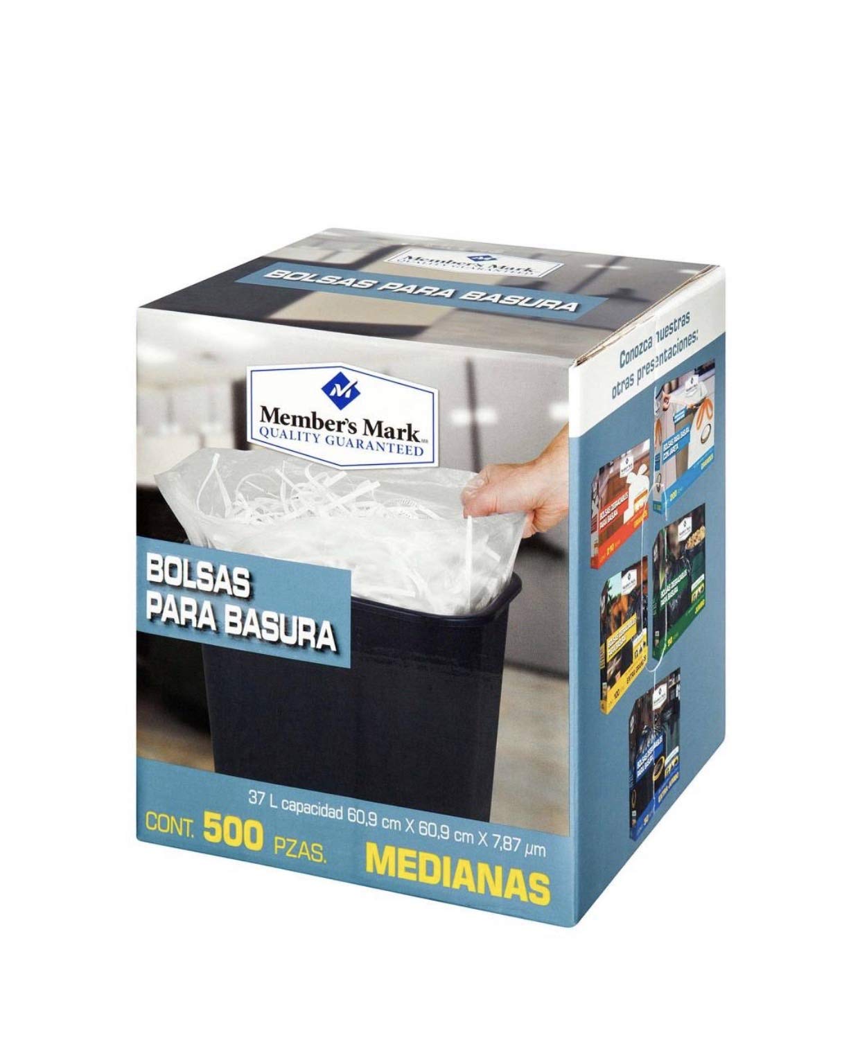 Member's Mark - BOLSAS PARA BASURA MEDIANA MEMBERS MARK CAJA CON 500 PIEZAS LIMPIEZA DESECHABLES RESIDUOS CASA OFICINA NEGOCIO