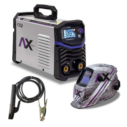 Ax Tech - Soldadora Inversora AXT-207LCD + Careta Electrónica 110/220 volts 200 amp (Careta puede variar)