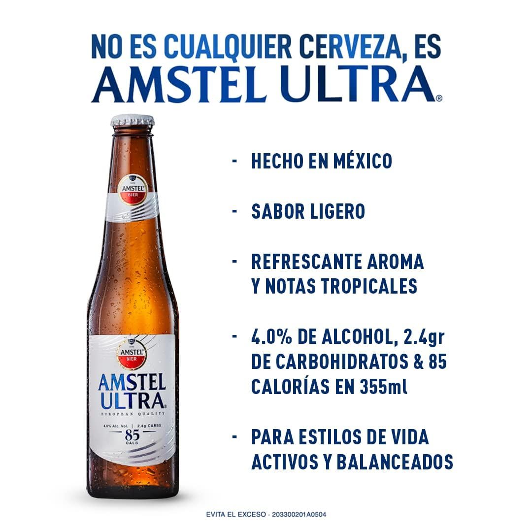 Amstel - Cerveza Amstel Ultra - Caja con 4 Six Packs Botella 355 ml