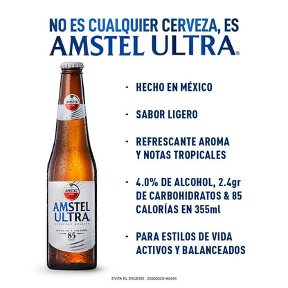 Amstel - Cerveza Amstel Ultra - Caja con 4 Six Packs Botella 355 ml