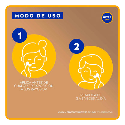 NIVEA SUN Protector Solar Facial Control De Brillo (50 ml), con Efecto Matificante de Larga Duración, Bloqueador solar FPS 50+, no Grasoso para Todo Tipo de Piel