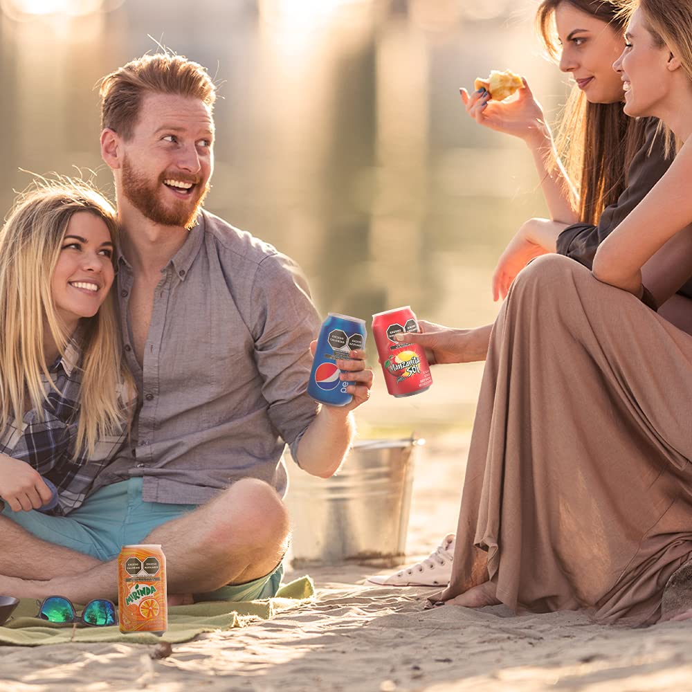 Pepsi - Mix 4-Six Pack, Refrescos de Pepsi, Mirinda, Manzanita Sol y 7Up, Contenido: 24 Latas de Aluminio de Diferentes Sabores de 355 Mililitros Cada Una