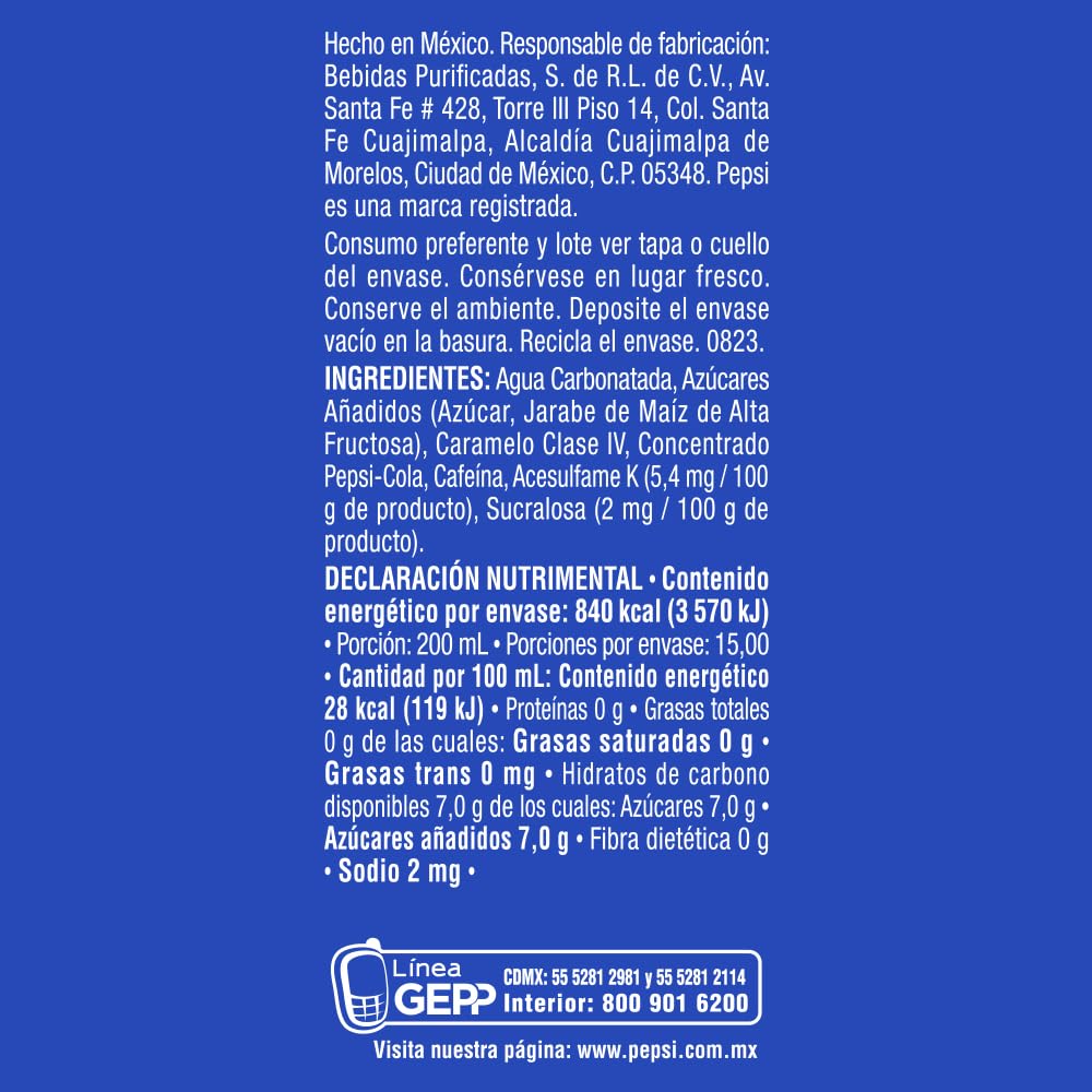 Pepsi Regular, Refresco de Cola, 8 Pack Pet, 3 L