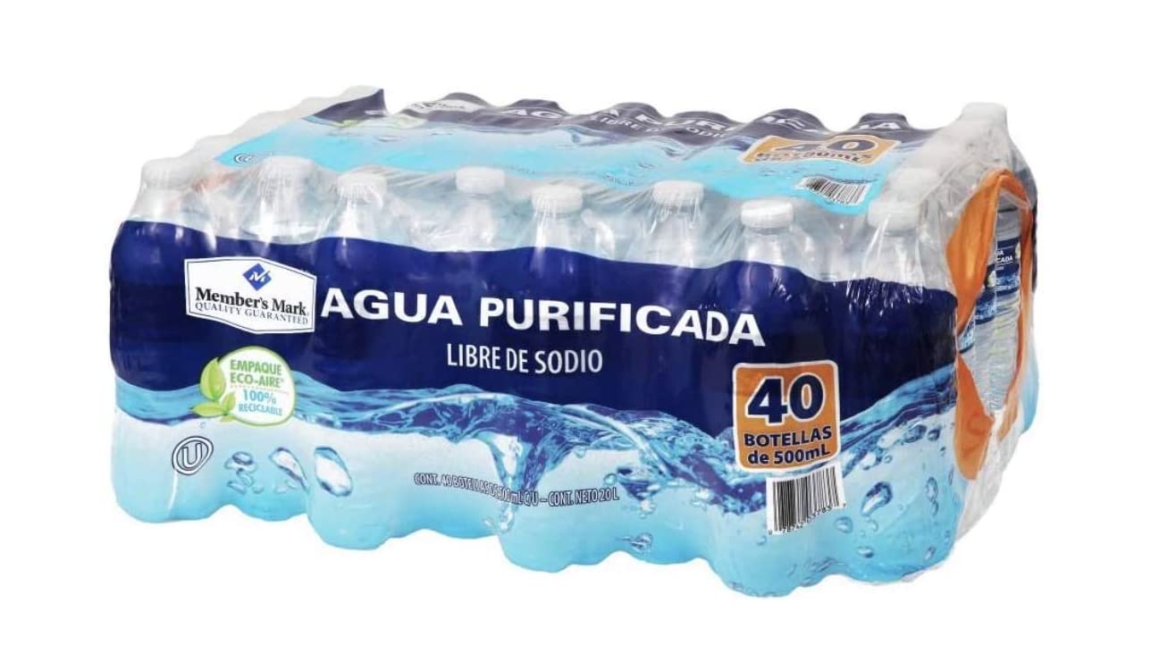 Agua Purificada. 45 botellas de 500ml cada una