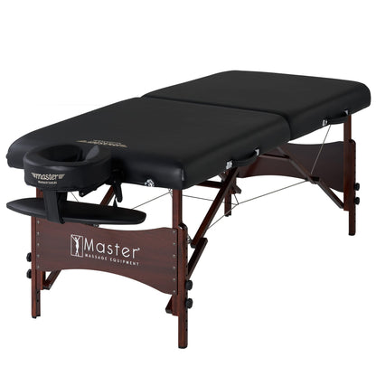 Master Massage Roma II - Paquete de Cama de Masaje portátil con cojín de 2.5 Pulgadas, Soporte de Medio Redondo, Cubierta Facial desechable, Color Negro, Cama Facial de 30 Pulgadas para salón de